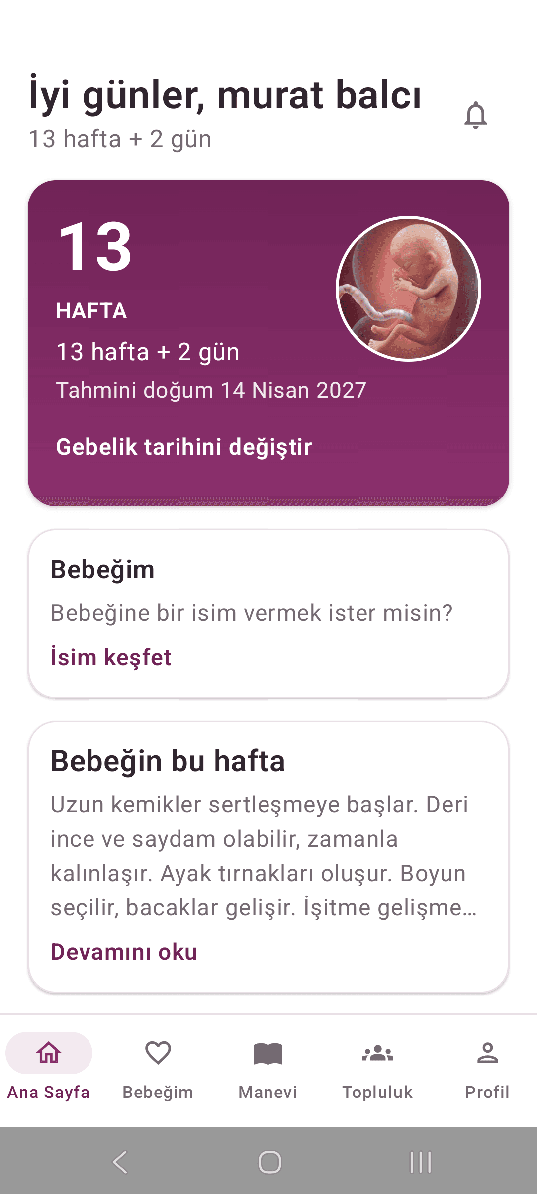 Yonababy ana sayfa: hafta kartı, isim keşfi ve bebeğin bu haftası
